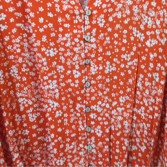 FP free people Intimately Ditsy Floral Bell Sleeve Button-Up Bodysuit Orange - Picture 4 of 6
